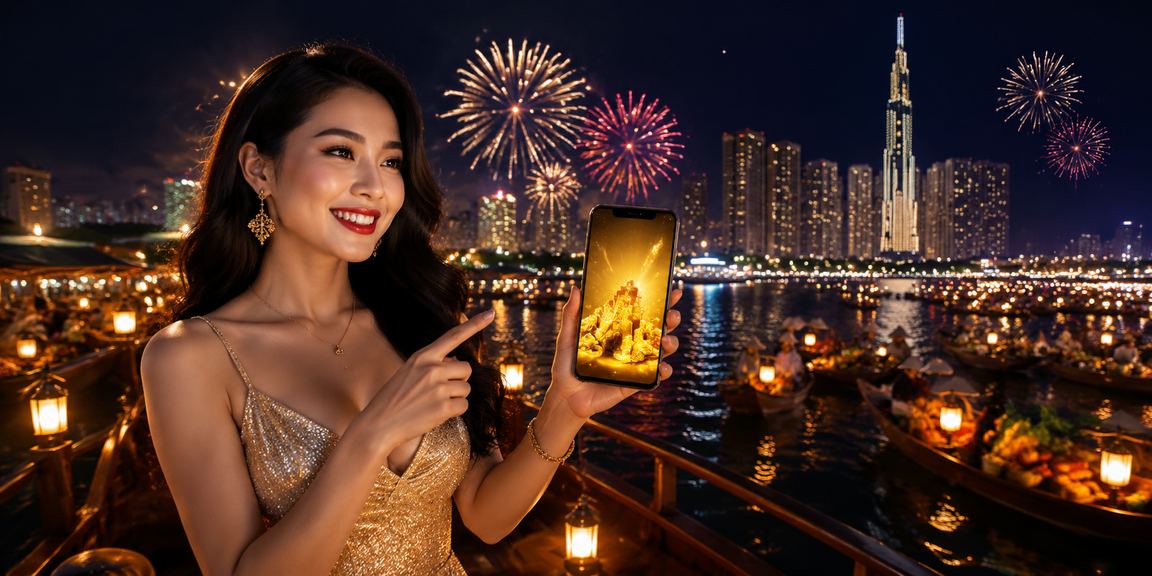Người dùng tại TP. Hồ Chí Minh xem phân tích kèo cá cược trên điện thoại di động trong lễ hội